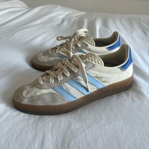 Adidas Gazelle Shoes in Beige and Light Blue